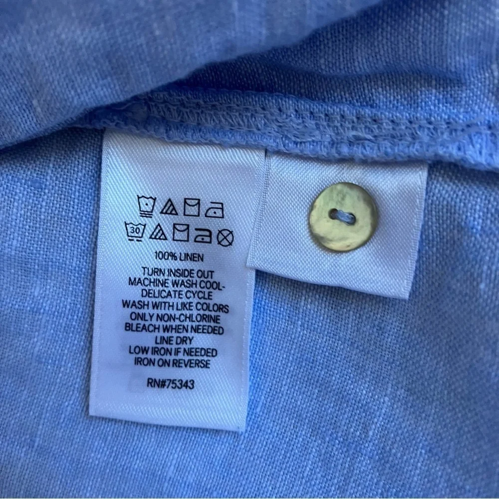 Sigrid Olsen Sky Blue Linen Button Up Pocketed Tunic Shirt Lagenlook Resort XXL - Picture 16 of 16